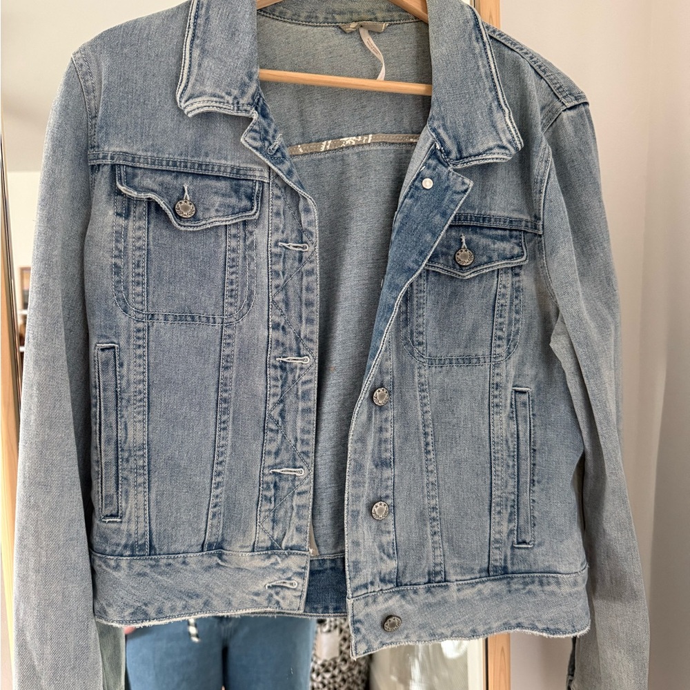 Free People Light Blue Denim Jean Jacket